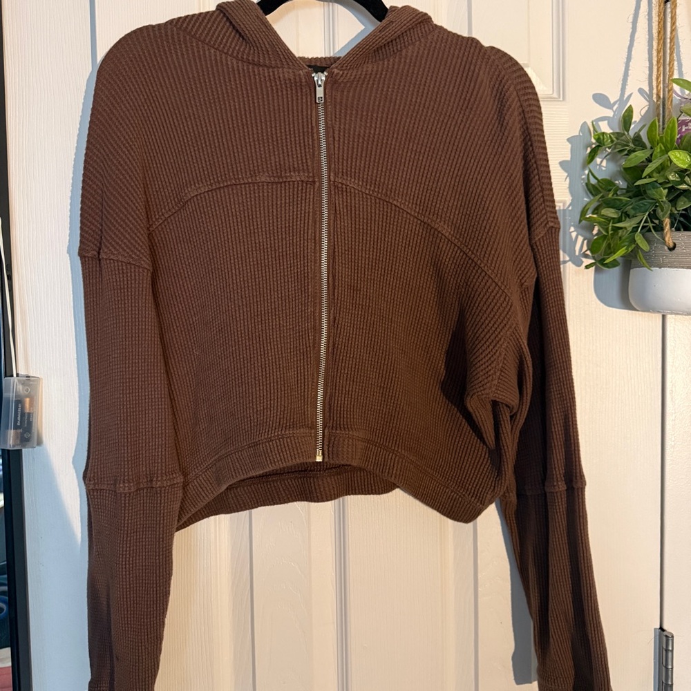Forever 21 Brown Waffle Knit Hoodie
